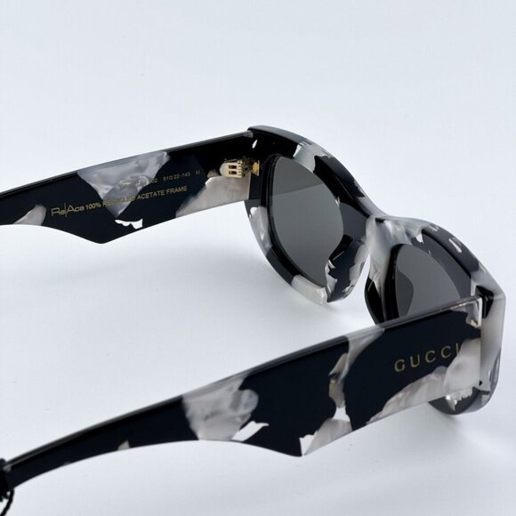 Gucci GG1627S 002 BRAND NEW Sunglasses Black Havana Grey Oval Unisex - Picture 8 of 9